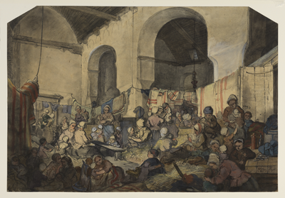 29095 Interieur van de Geertekerk te Utrecht, ingericht als opvangcentrum voor watersnoodvluchtelingen uit Veenendaal: ...